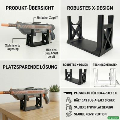 Passend für Bug-A-Salt 3.0 Halter / Ständer Tischaufsteller Regalhalter