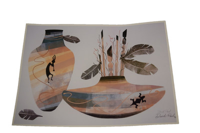 Vintage Fine Art Print SIGNED David Paul Native Hopi Pottery 18x24''
