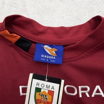 Diadora AS Roma Jersey Mens Large Red Soccer Football Mazda Home