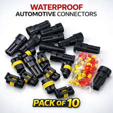 Waterproof 2 Pin Automotive Connectors 10 Kit 12V Car Wiring Plug Black IP67 UK