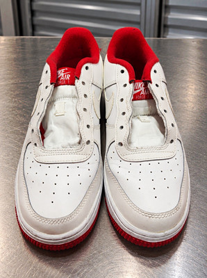 Nike Air Force 1 Low Top Lace-Up Sneakers White/Red Unisex Adults US 8