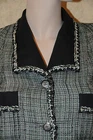 GIACCA TUTA $8000 12P NUOVA CHANEL 9 CC bottoni Tweed nero verde bianco con cintura 40