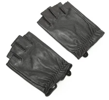 Ambesi Men's Elastic Half Finger Nappa Leather Driving Gloves