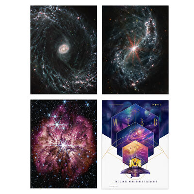 NASA James Webb Weltraumteleskop Bilder Gas Staub Galaxien Poster 4er Pack A4
