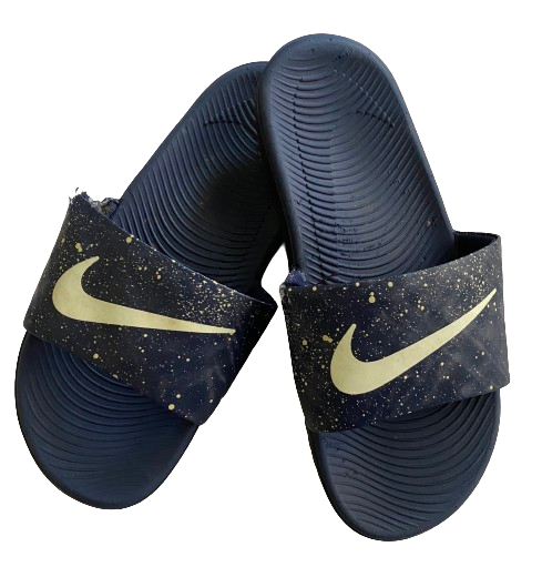 Nike Youth Navy Blue Glow in the Dark Logo Slides Shoes Sandals