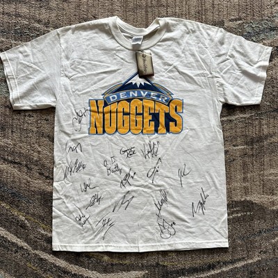 NWT Men's Gildan Denver Nuggets Team Signed Autographed White T Shirt Tee Sz L