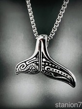Meerjungfrau Flosse Anhänger Edelstahl Halskette Meer Schmuck Fisch Biker 84