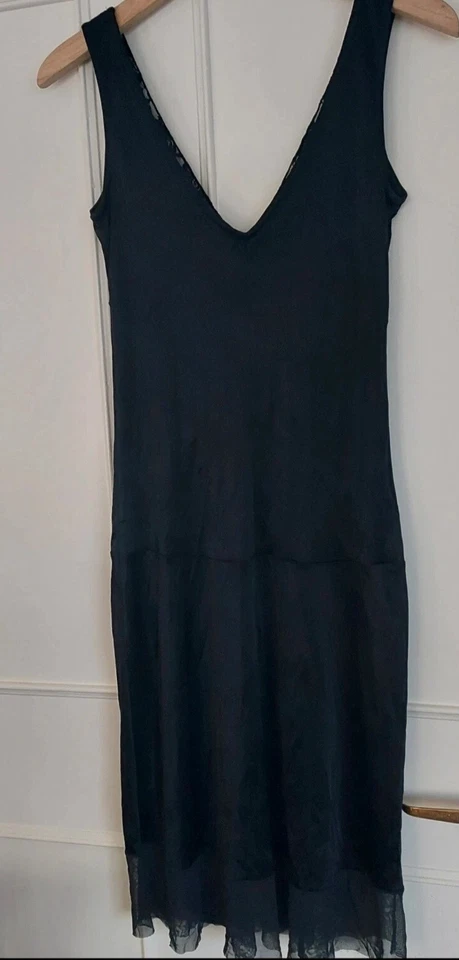 Vestido Mango Negro Sedoso S M UK 10 Foto 4 de 4