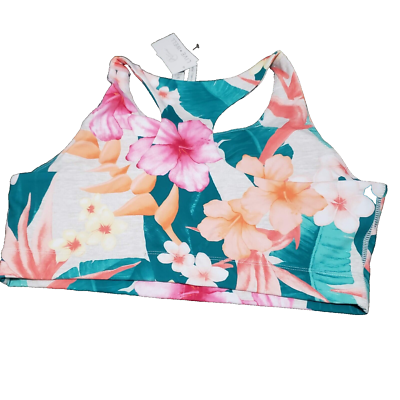 #ad NWT Live Well Floral Active Sports Bra Hawaiian Floral Stretch M $14.00
