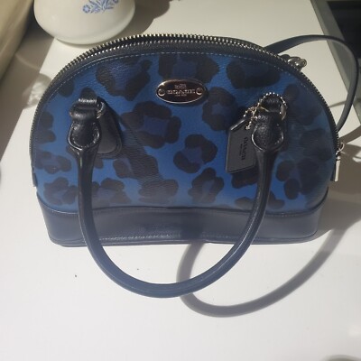 Coach Mini Cora Domed Purse in Blue/Black W/Silver Hardware Rare
