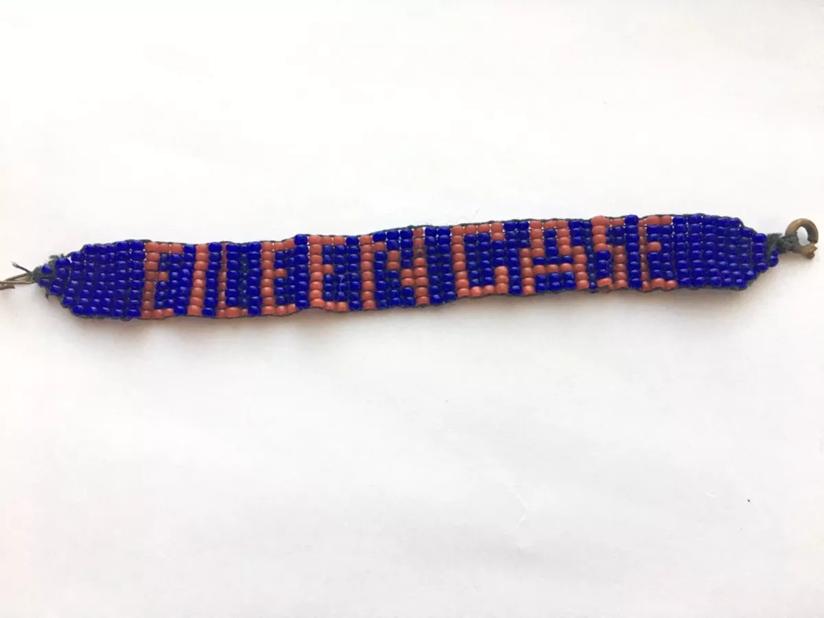 Vtg Native American Indian Beaded Name ID Bracelet Souvenir Early