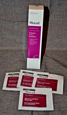 Murad Prebiotic 3-In-1 Multi-Mist Unisex 3.4 oz Mist NEW + 4 Sample Water Gels