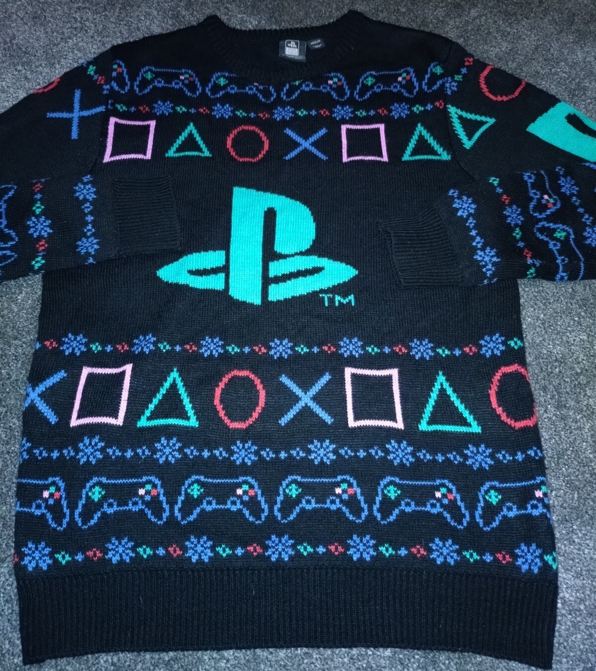 Men's PlayStation Christmas Jumper Multicolour Size Medium Sold Out Christmas image 4