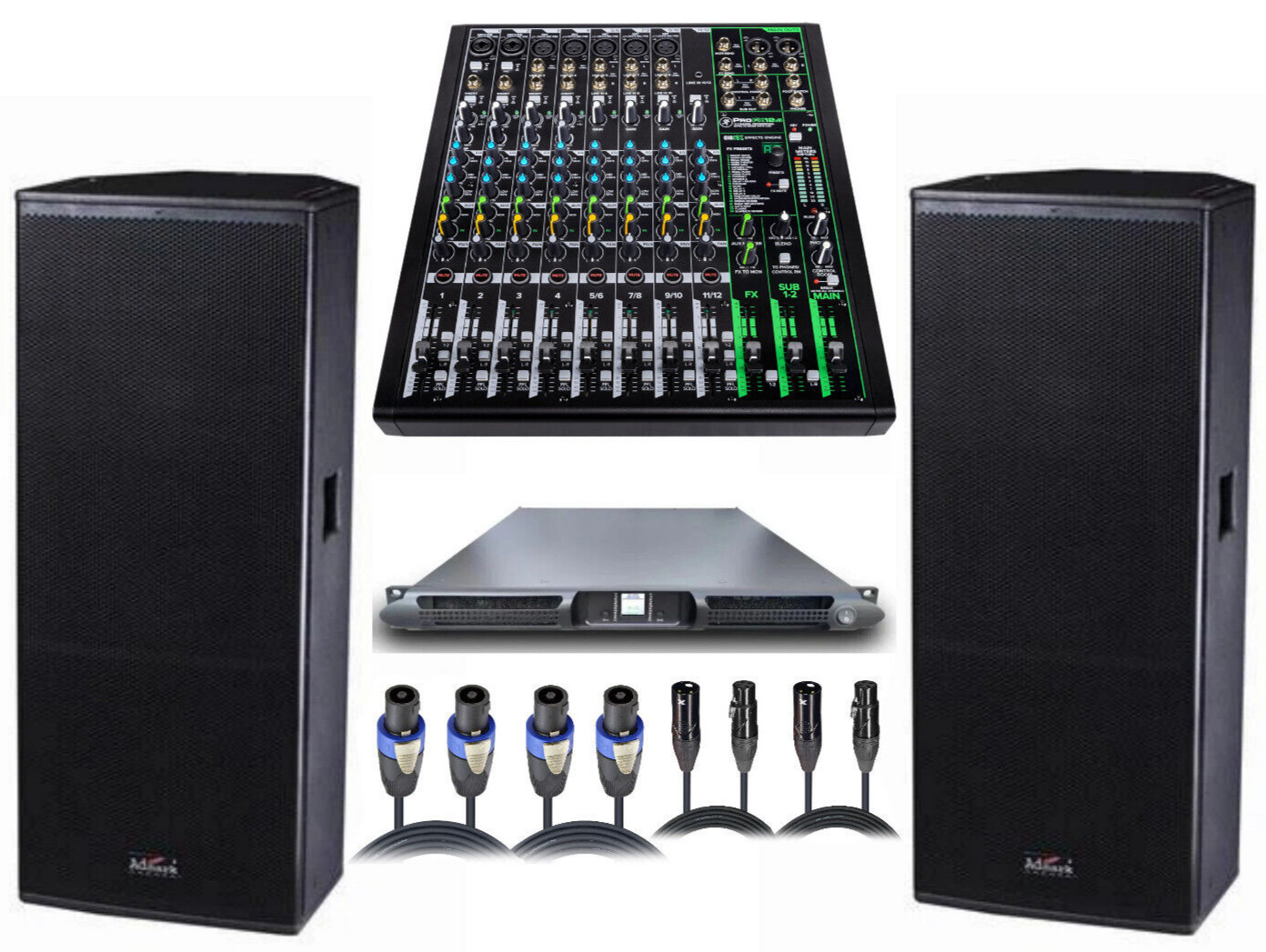 Admark AD30 w/ Admark AE-215 Двухполосный микшер с двумя динамиками на 15 каналов и микшером Mackie на 12 каналов