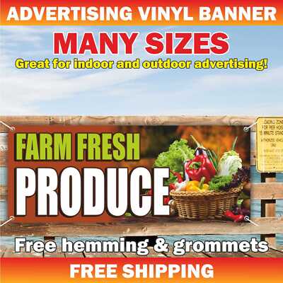 FARM FRESH PRODUCE Advertising Banner Vinyl Mesh Sign vegetable fruit shop sale