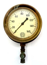 Vintage US GAUGE CO Brass Pressure Gauge 0-160 PSI Model 4 1/2" AD - 7006 UGC n2