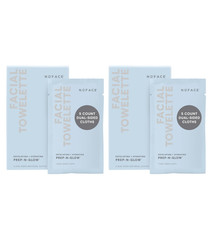 2 PACK - NuFACE Prep-N-Glow Facial Towelettes - 2-in-1 Exfoliating Remover Wipes