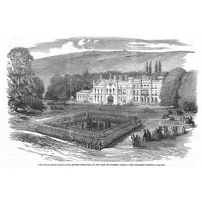 WYCOMBE ABBEY Royal Bucks (King's Own) Miliz - antiker Druck 1854
