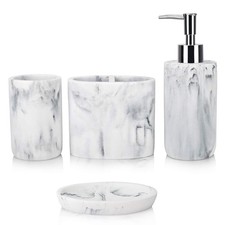Bathroom Accessories Set,4 Pieces Marble Bathroom Vanity Countertop Accessory...