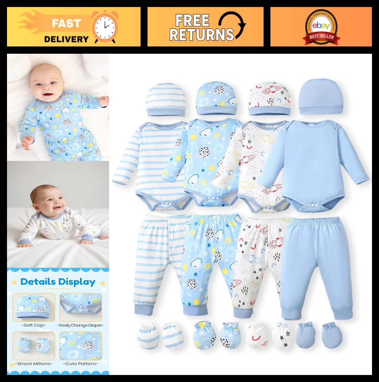 Unisex Newborn Baby Clothes Set - 20 Pcs Infant Essentials Pants & Outfits 0-18M
Opens in a new wind