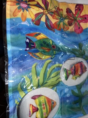 3D Fish Garden Flag 13 X 18  Double Sided Yard New (N)