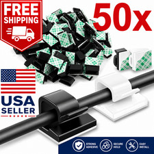 100Pcs Cable Clips Self-Adhesive Cord Management Wire Holder Organizer Clamp US