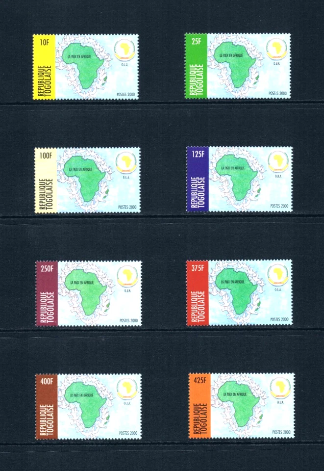 $7.25 Scott Value - 2000 TOGO African Unity Summit OAU Maps CV MNH NH UMM - Image 3 of 4