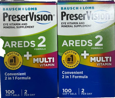 LOT OF 2 PreserVision AREDS 2 + Multivitamin 100 Softgels EXP2026+ NEW SHIP
