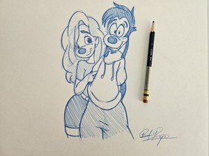 Disney A Goofy Movie Max And Roxanne  Character Drawing/Sketch Handmade Art