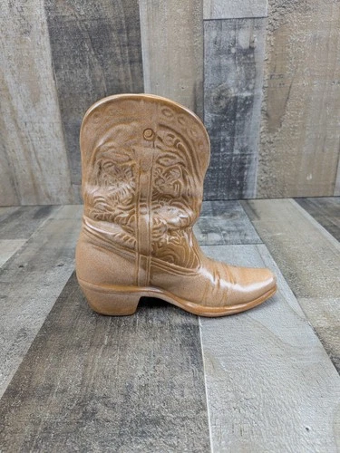 Vintage 7” Frankoma Pottery Cowboy Boot Wall Pocket Vase Tan #133 Western