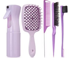 5 PCS SET COMB DETANGLING HAIR BRUSH CURLY HAIR CURVED RAT TAIL COMB SET GIFT