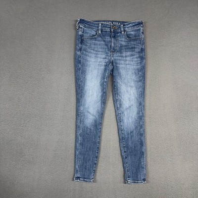 American Eagle Jeans Womens 6 Short Blue Jegging Stretch Distressed Denim Cotton