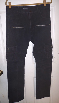 Black Premium Jeans Mens 34X34 Black 9-Pocket Straight Moto Jeans