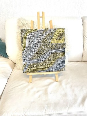 3D Dot Paint Bild mit Kugeln Acryl Handgemalt Unikat Deko Wandbild  Pearl  NEU 