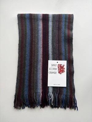 100% Kaschmir Kette Strick Schal 142x21cm weich & warm dunkelgrün grau blau Unisex