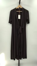Quince Women Tencel Jersey Midi Wrap Dress Black Basic Sleeved Large