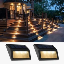 Solar Lights Outdoor, Waterproof Powered Deck Step 2-pack, Warm White 