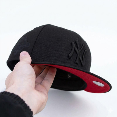 New Era 9FIFTY NY Yankees Snapback Hat Black Red Underbrim Mens Baseball Cap