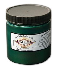 Jacquard Lumiere Metallic Fabric Paint 8oz Olive Green Acrylic Paint