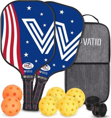 Vatid 2 Pickleball Paddles Graphite  Polymer Carry Bag 6 Balls & 2 tapes $12.99