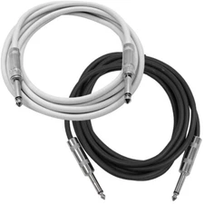 SEISMIC AUDIO Pair of 10 Foot 1/4 Inch TS Patch Cables - Unbalanced Audio Cords