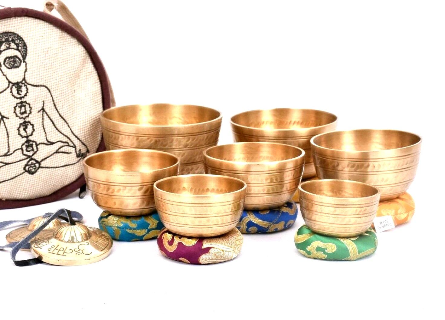 Hand beaten Singing Bowl Set Of Seven - Best for Meditation & Mindfulness -Nepal
