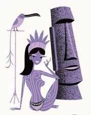 SHAG Josh Agle "Uha Rapa Nui" Unframed Serigraph Art Print Mint Tiki COA