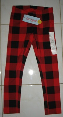 CAT & JACK - NEW - XS (4/5) - RED BUFFALO PLAID COTTON STRETCH LEGGING PANTS