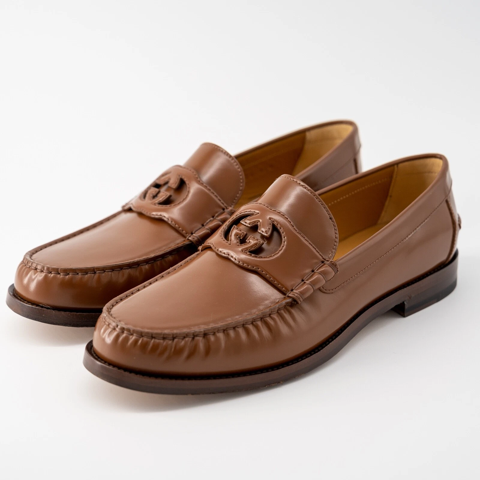taille 12G   Mocassins Gucci en cuir marron GG à emboîtement