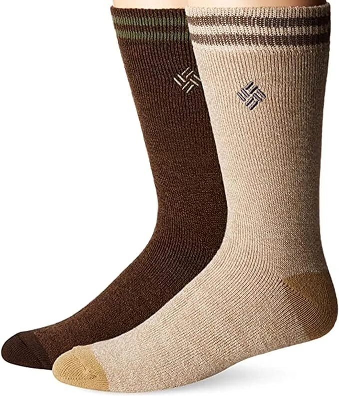 COLUMBIA Men's Medium-Weight Fleece-Lined Thermal Crew Socks. SIZE LARGE