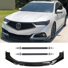 For Acura TLX A-Spec Gloss Black Front Bumper Lip Splitter Spoiler+ Strut Rods