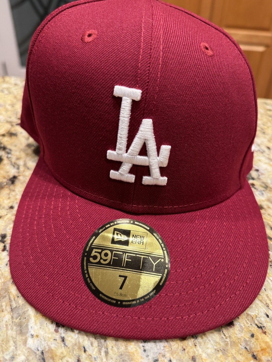 LA Dodgers Baseball Cap – Structured Adjustable Snapback, Cardinal Red, Wool Blend, Raised Embroidery
