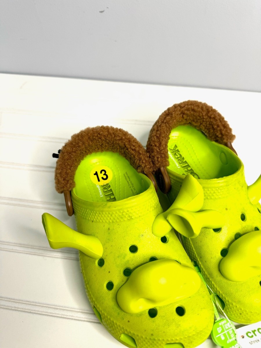 Shrek CROCS,  Neon Green Slides with Brown Fur Shrek Crocs NWT Children main image 4