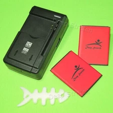 Long Life 2x 1650mAh Replacement battery AC Charger for AT&T LG Xpression 2 C410